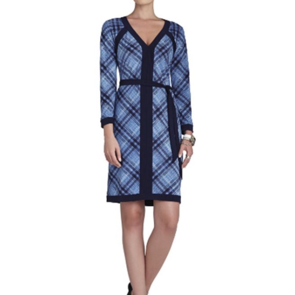BCBG "Mayla" V-Neck Long Sleeve Jersey Dress